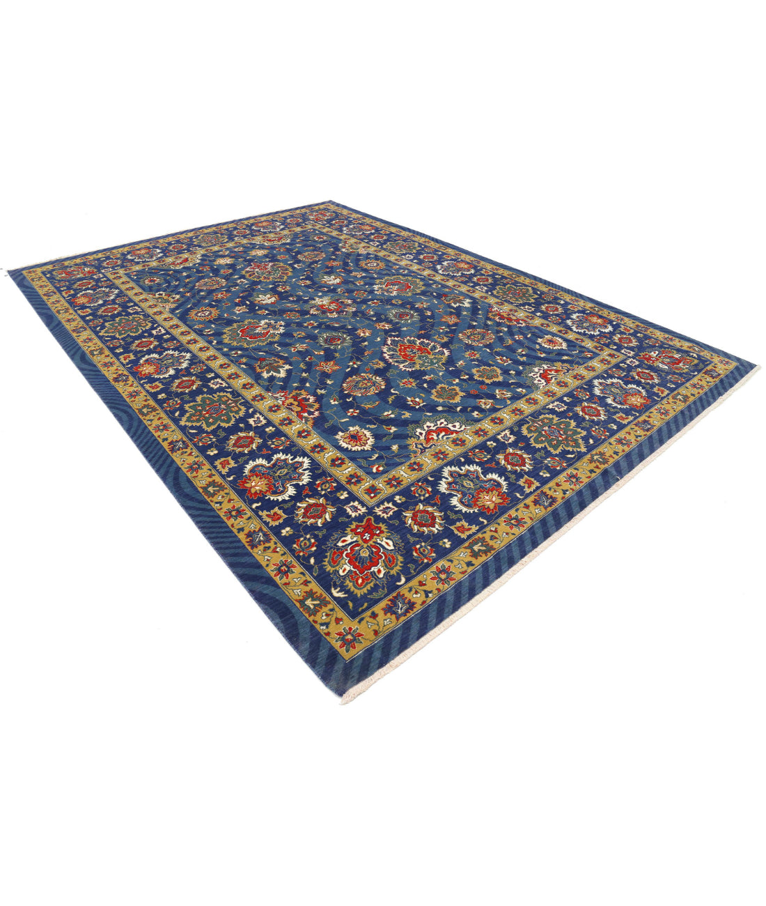 Gulshan Wool & Bamboo Silk Rug - 8'10'' x 12'4'' 8'10'' x 12'4'' (265 X 370) / Blue / Red