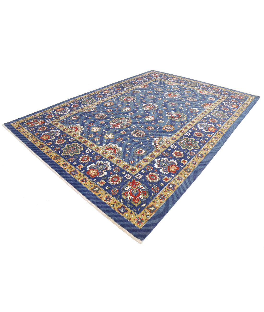 Gulshan Wool & Bamboo Silk Rug - 8'10'' x 12'4'' 8'10'' x 12'4'' (265 X 370) / Blue / Red