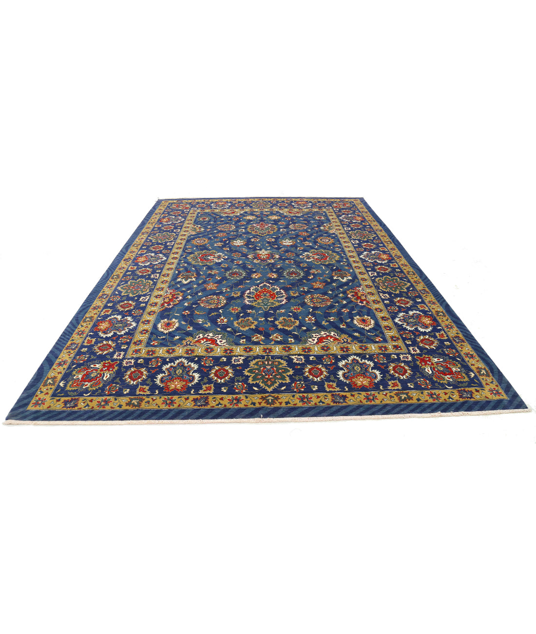 Gulshan Wool & Bamboo Silk Rug - 8'10'' x 12'4'' 8'10'' x 12'4'' (265 X 370) / Blue / Red