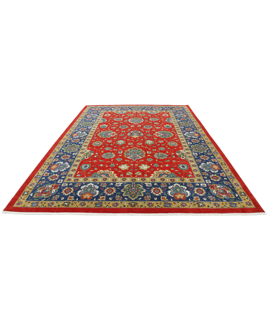 Gulshan Wool & Bamboo Silk Rug - 8'10'' x 12'3'' 8'10'' x 12'3'' (265 X 368) / Red / Blue