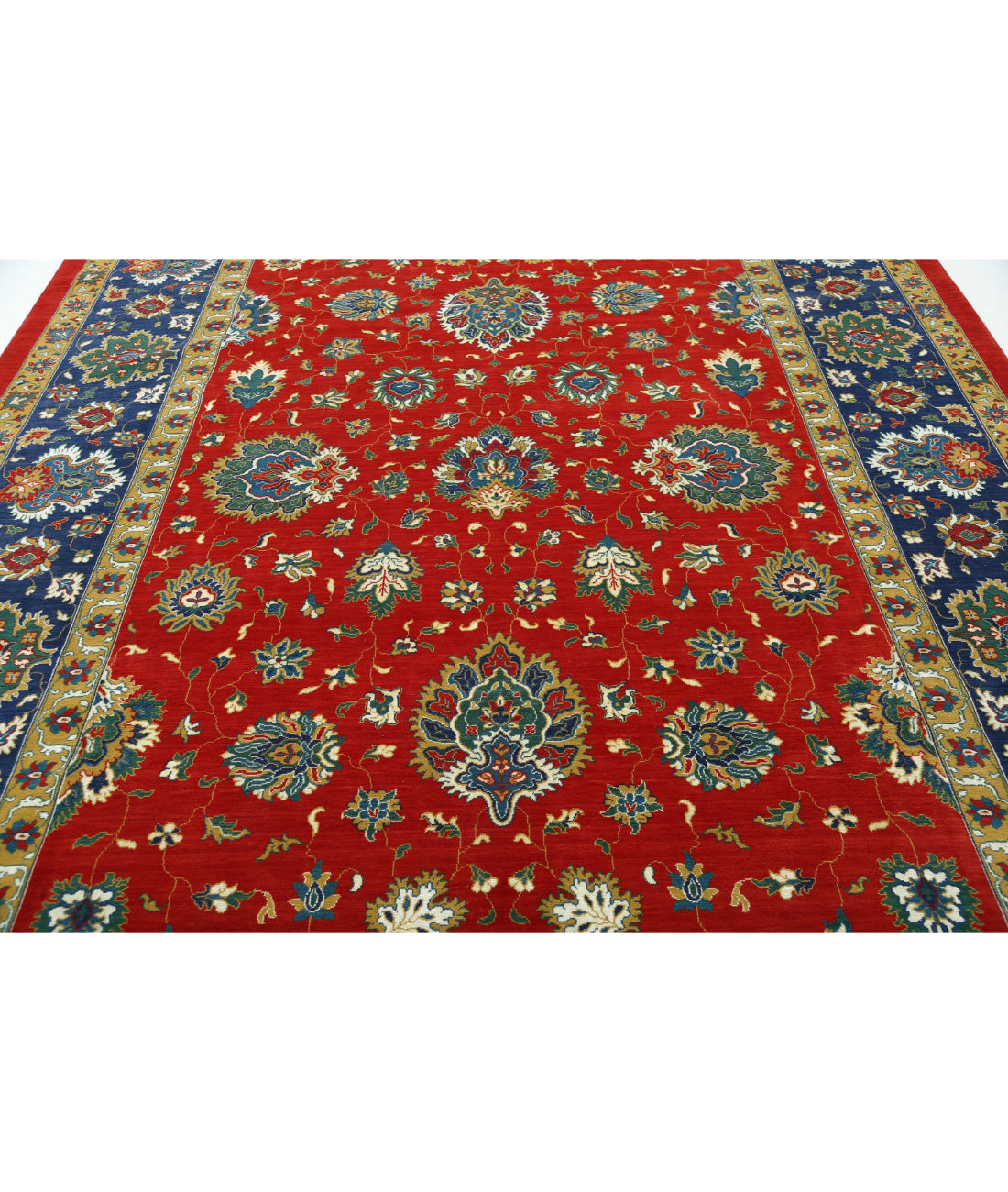 Gulshan Wool & Bamboo Silk Rug - 8'10'' x 12'3'' 8'10'' x 12'3'' (265 X 368) / Red / Blue