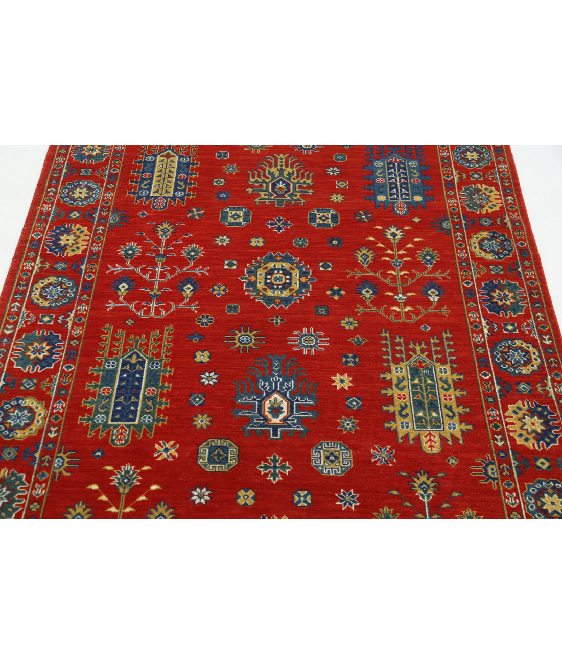 Gulshan Wool & Bamboo Silk Rug - 4'0'' x 5'9'' 4'0'' x 5'9'' (120 X 173) / Red / Blue