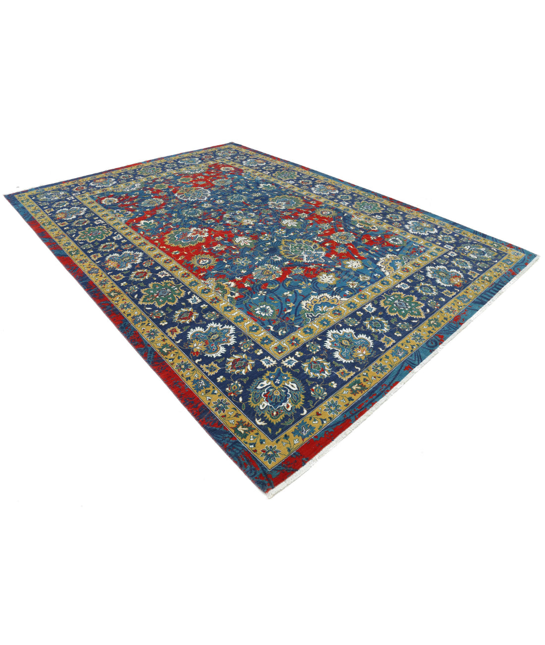 Gulshan Wool & Bamboo Silk Rug - 8'10'' x 12'2'' 8'10'' x 12'2'' (265 X 365) / Blue / Red