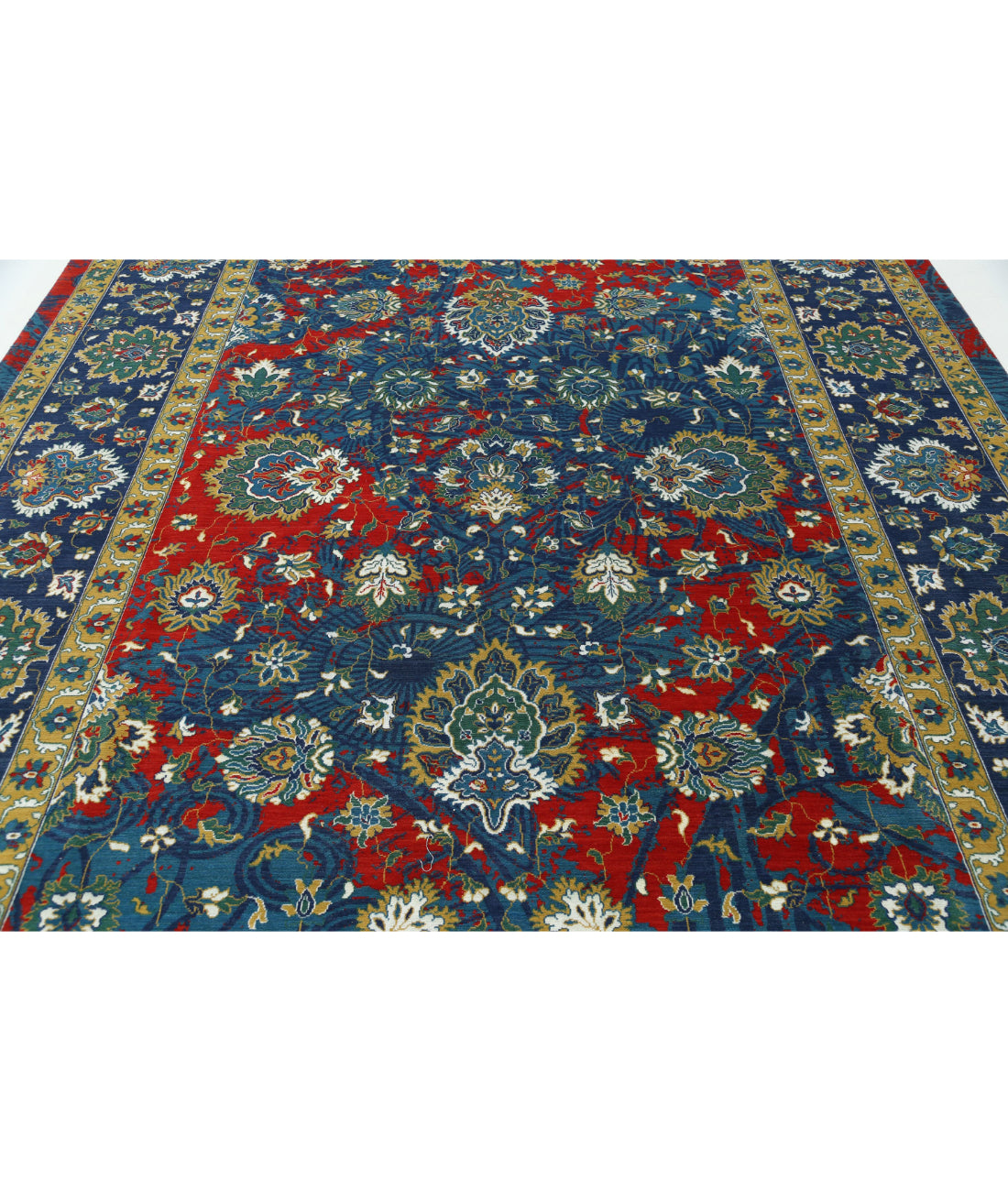 Gulshan Wool & Bamboo Silk Rug - 8'10'' x 12'2'' 8'10'' x 12'2'' (265 X 365) / Blue / Red