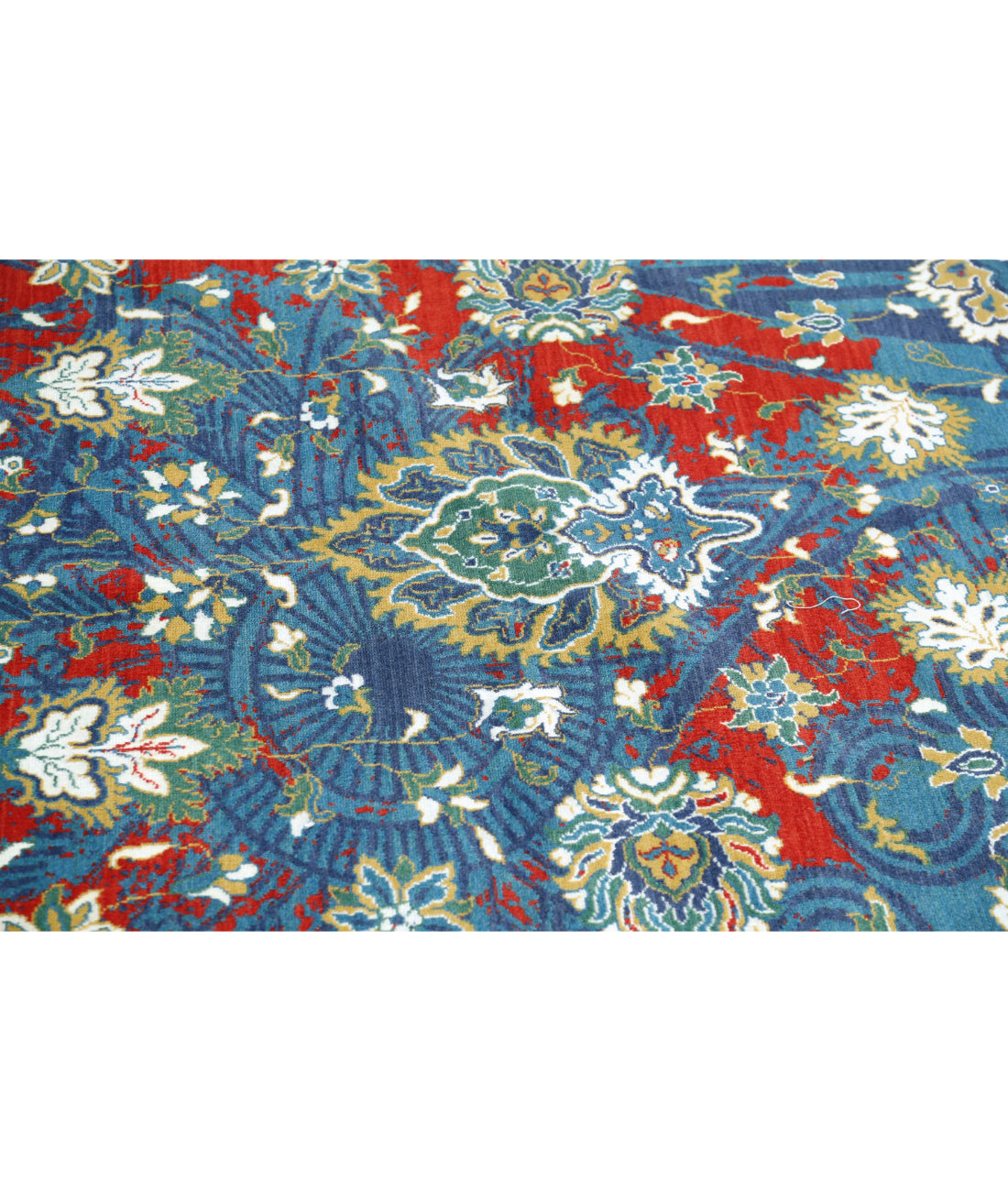 Gulshan Wool & Bamboo Silk Rug - 8'10'' x 12'2'' 8'10'' x 12'2'' (265 X 365) / Blue / Red