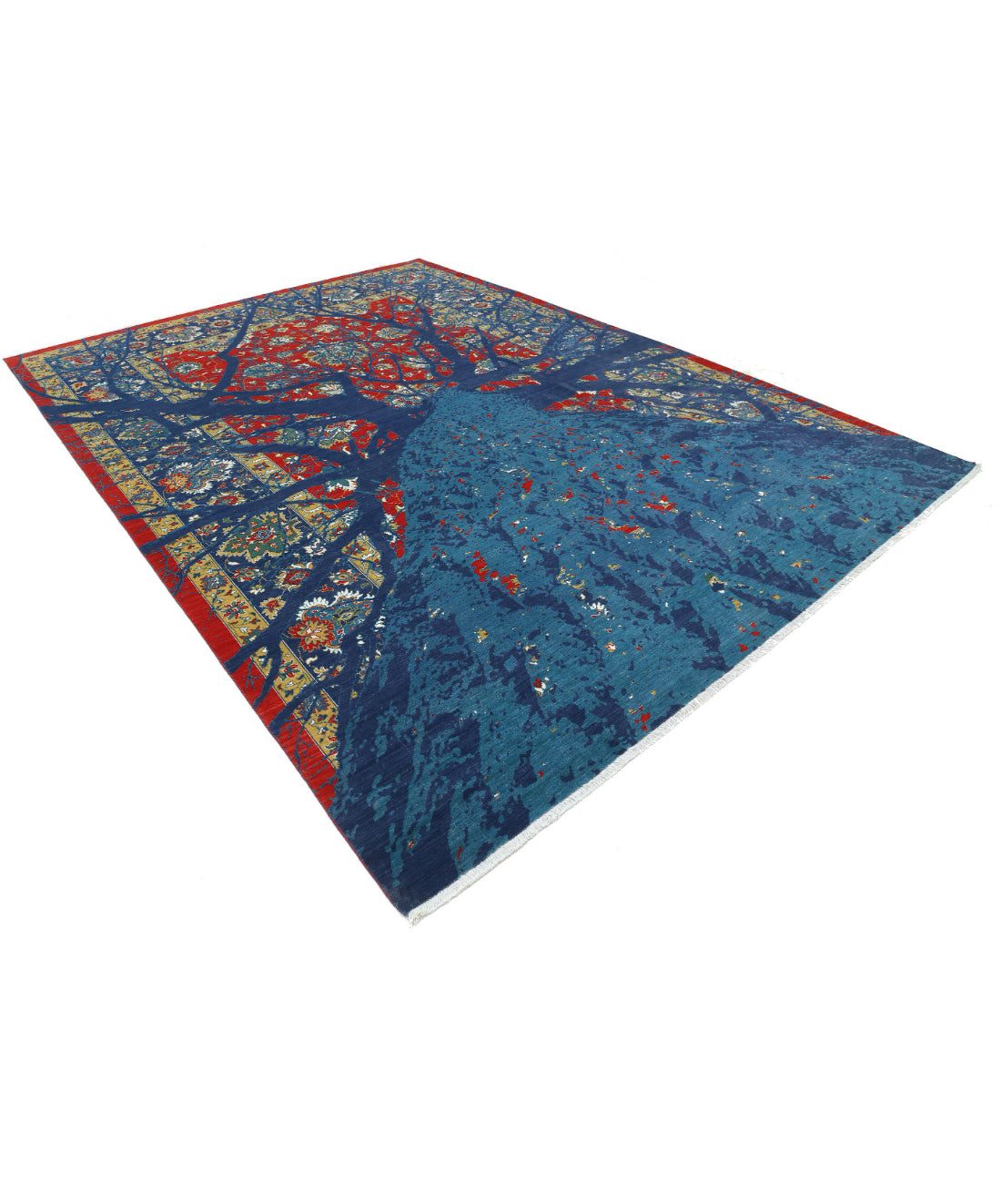 Gulshan Wool & Bamboo Silk Rug - 8'10'' x 12'3'' 8'10'' x 12'3'' (265 X 368) / Blue / Red