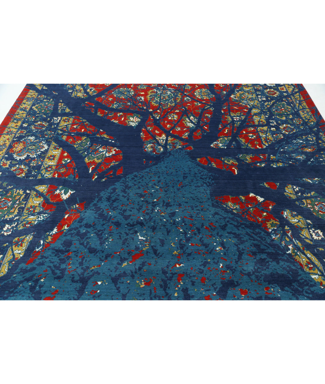 Gulshan Wool & Bamboo Silk Rug - 8'10'' x 12'3'' 8'10'' x 12'3'' (265 X 368) / Blue / Red