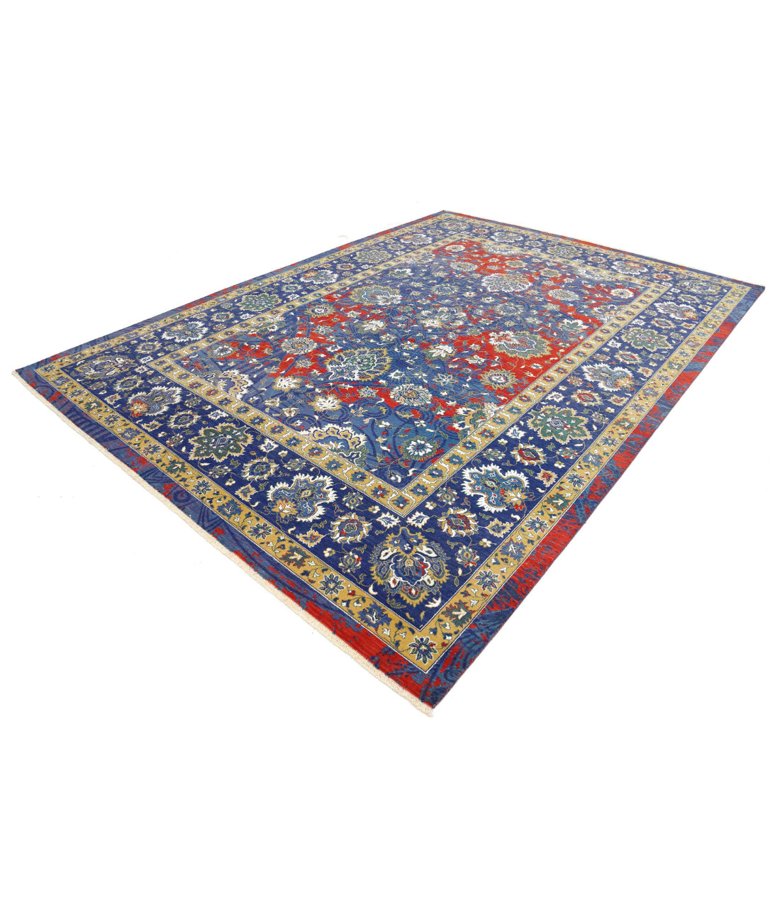 Gulshan Wool & Bamboo Silk Rug - 8'11'' x 12'2'' 8'11'' x 12'2'' (268 X 365) / Red / Blue