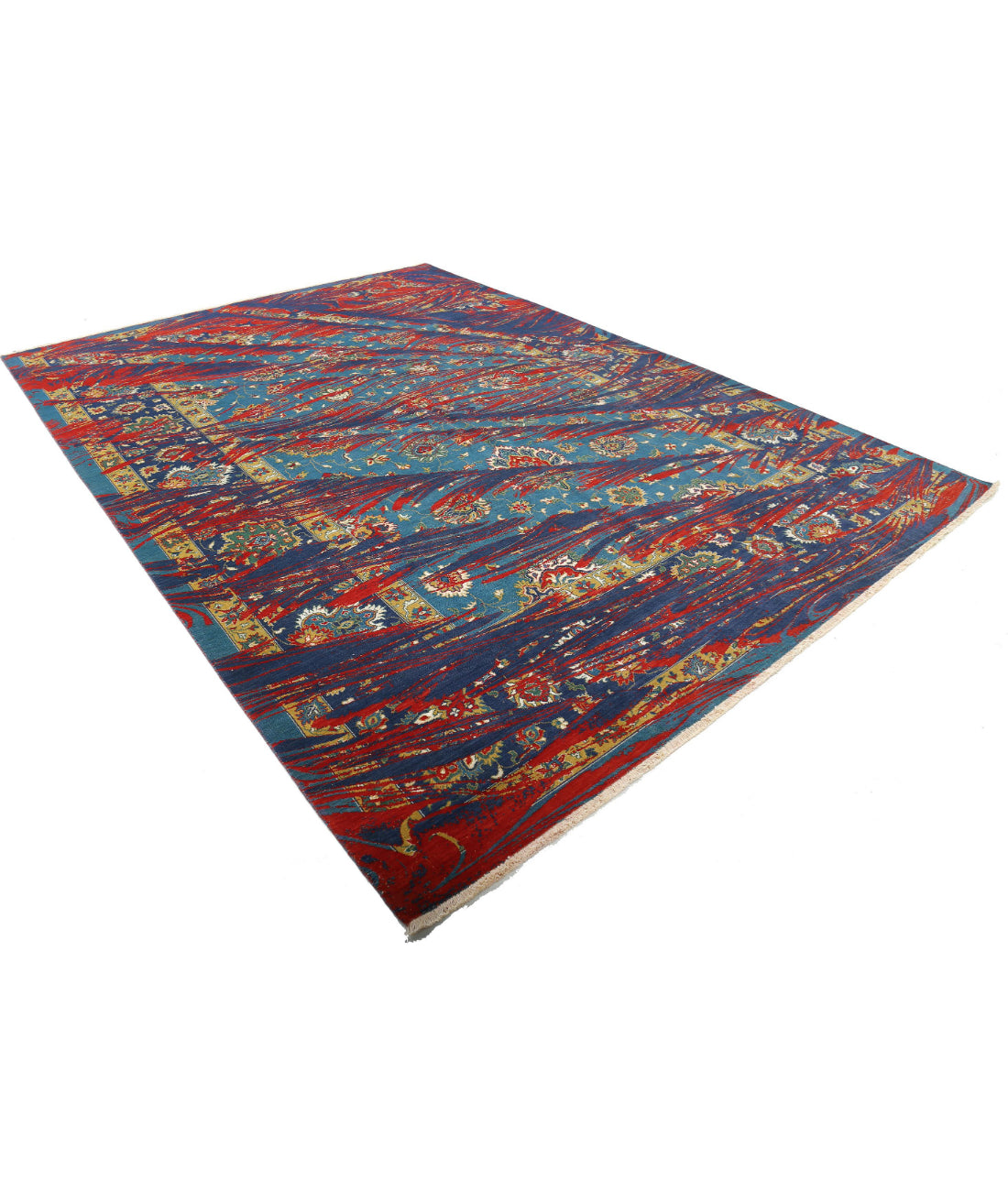 Gulshan Wool & Bamboo Silk Rug - 8'10'' x 12'3'' 8'10'' x 12'3'' (265 X 368) / Teal / Blue