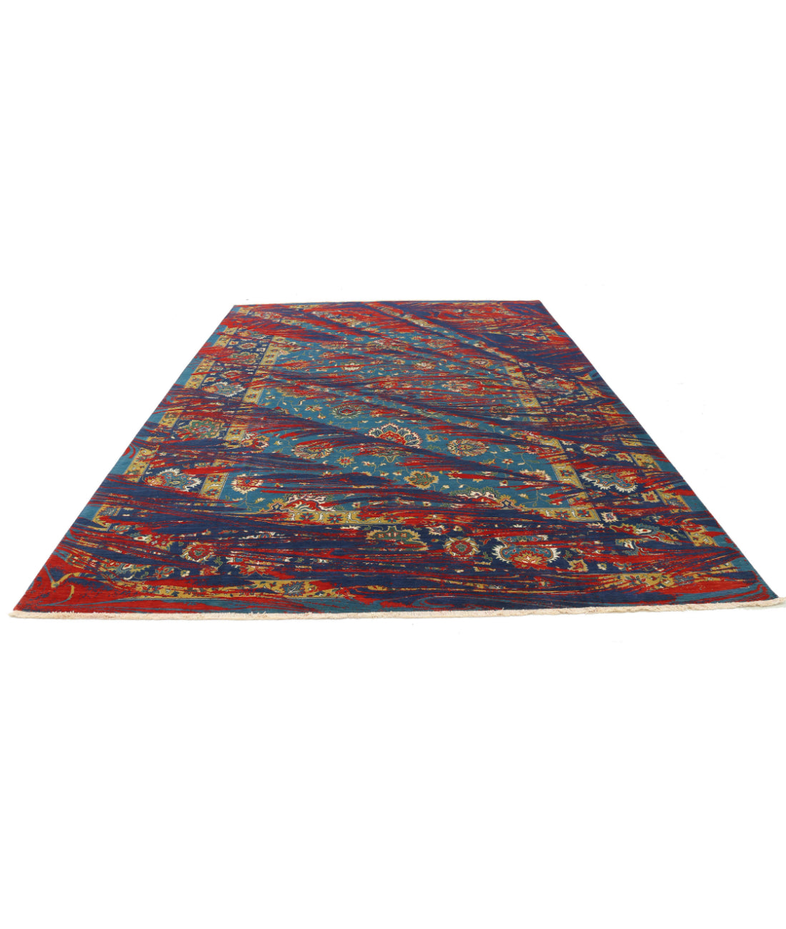 Gulshan Wool & Bamboo Silk Rug - 8'10'' x 12'3'' 8'10'' x 12'3'' (265 X 368) / Teal / Blue