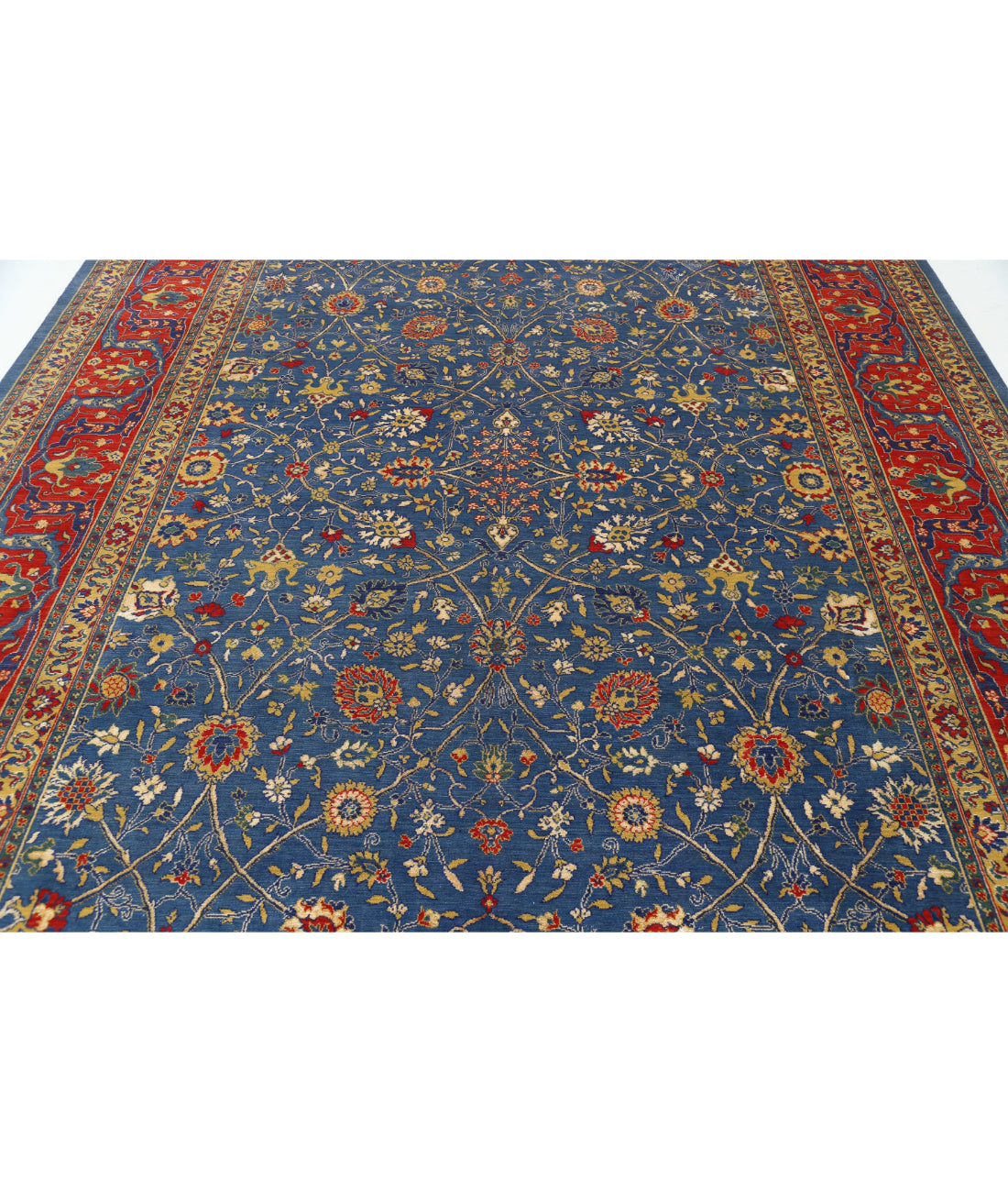 Gulshan Wool & Bamboo Silk Rug - 8'10'' x 12'2'' 8'10'' x 12'2'' (265 X 365) / Blue / Red