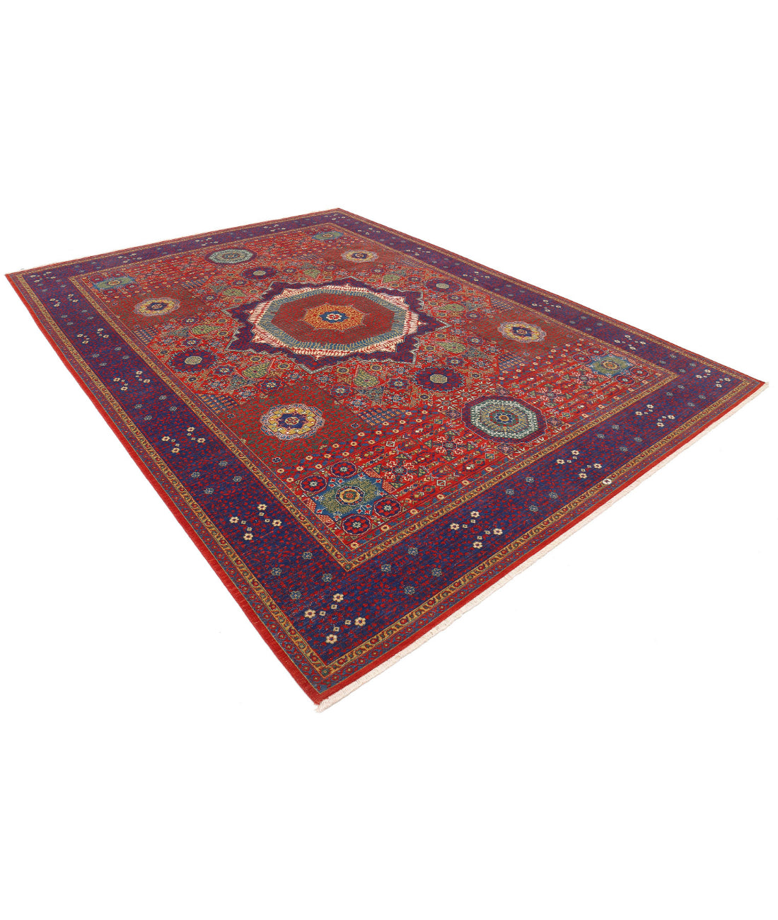 Gulshan Wool & Bamboo Silk Rug - 8'10'' x 11'11'' 8'10'' x 11'11'' (265 X 358) / Red / Blue