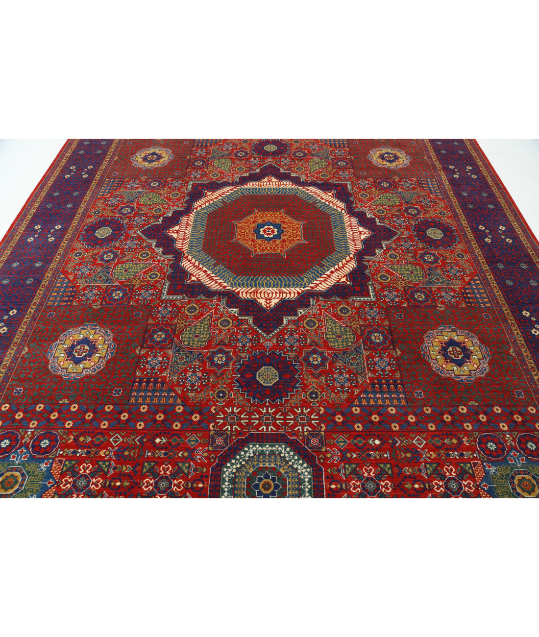 Gulshan Wool & Bamboo Silk Rug - 8'10'' x 11'11'' 8'10'' x 11'11'' (265 X 358) / Red / Blue