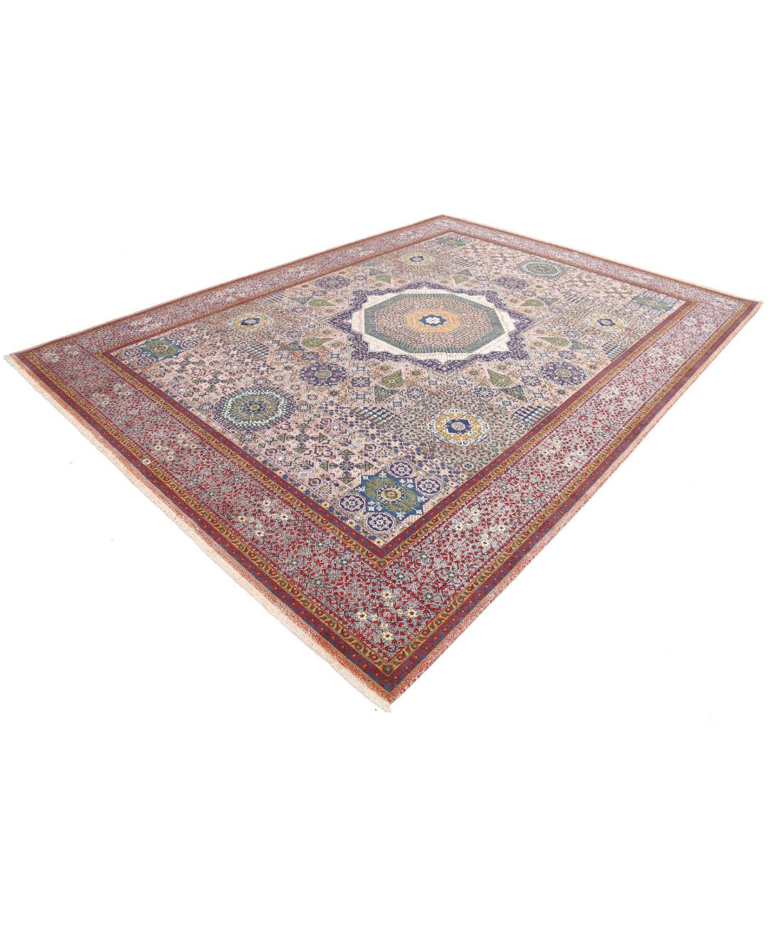 Gulshan Wool & Bamboo Silk Rug - 8'10'' x 11'11'' 8'10'' x 11'11'' (265 X 358) / Red / Blue