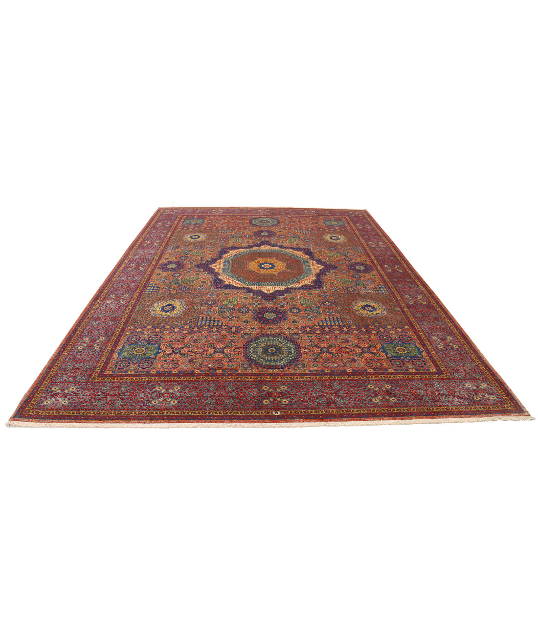 Gulshan Wool & Bamboo Silk Rug - 8'10'' x 11'11'' 8'10'' x 11'11'' (265 X 358) / Red / Blue