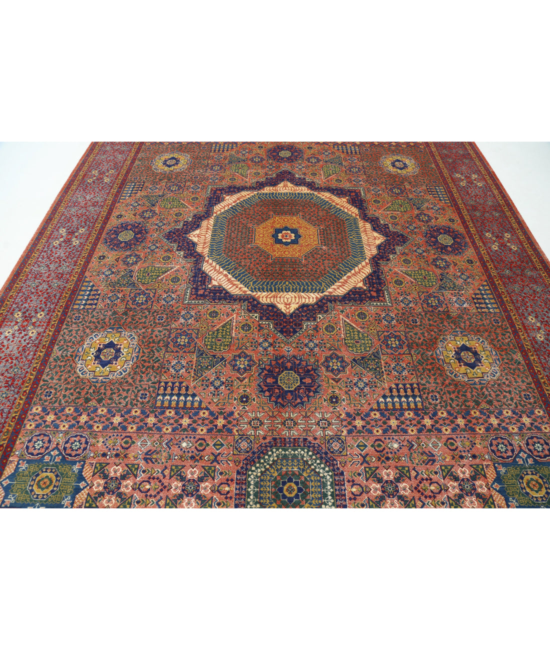 Gulshan Wool & Bamboo Silk Rug - 8'10'' x 11'11'' 8'10'' x 11'11'' (265 X 358) / Red / Blue