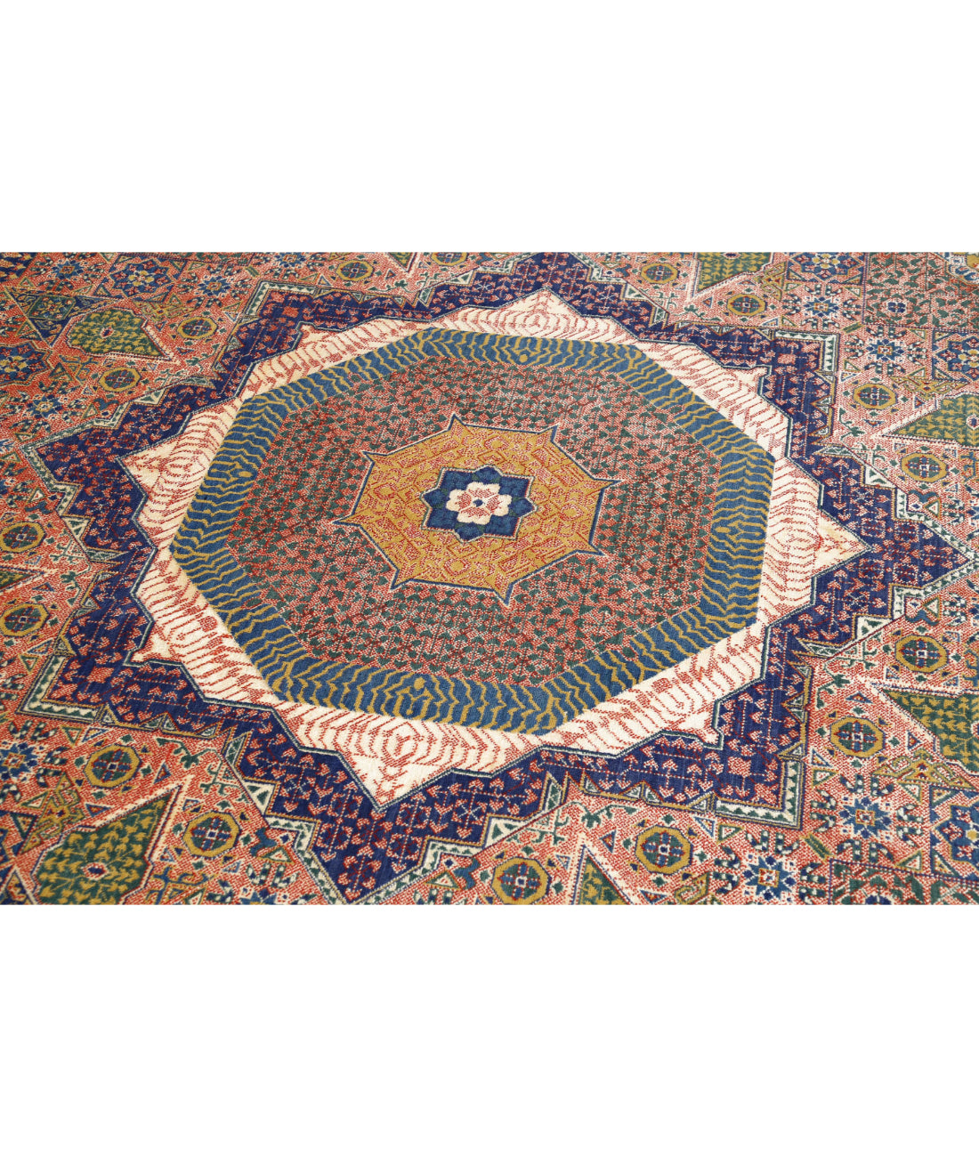 Gulshan Wool & Bamboo Silk Rug - 8'10'' x 11'11'' 8'10'' x 11'11'' (265 X 358) / Red / Blue