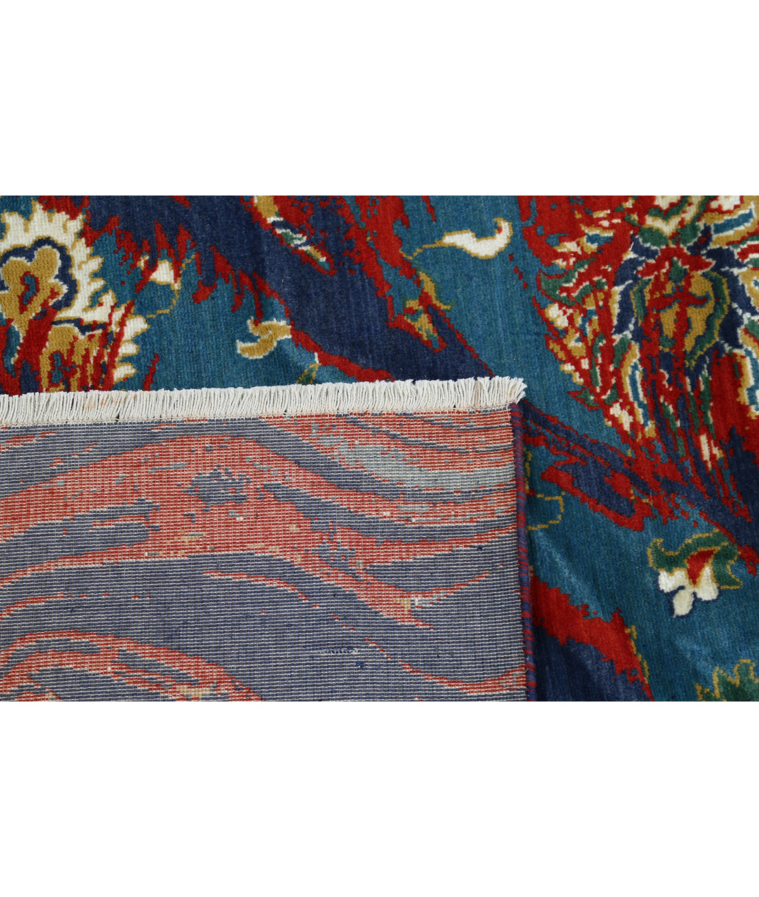 Gulshan Wool & Bamboo Silk Rug - 8'10'' x 12'3'' 8'10'' x 12'3'' (265 X 368) / Red / Blue