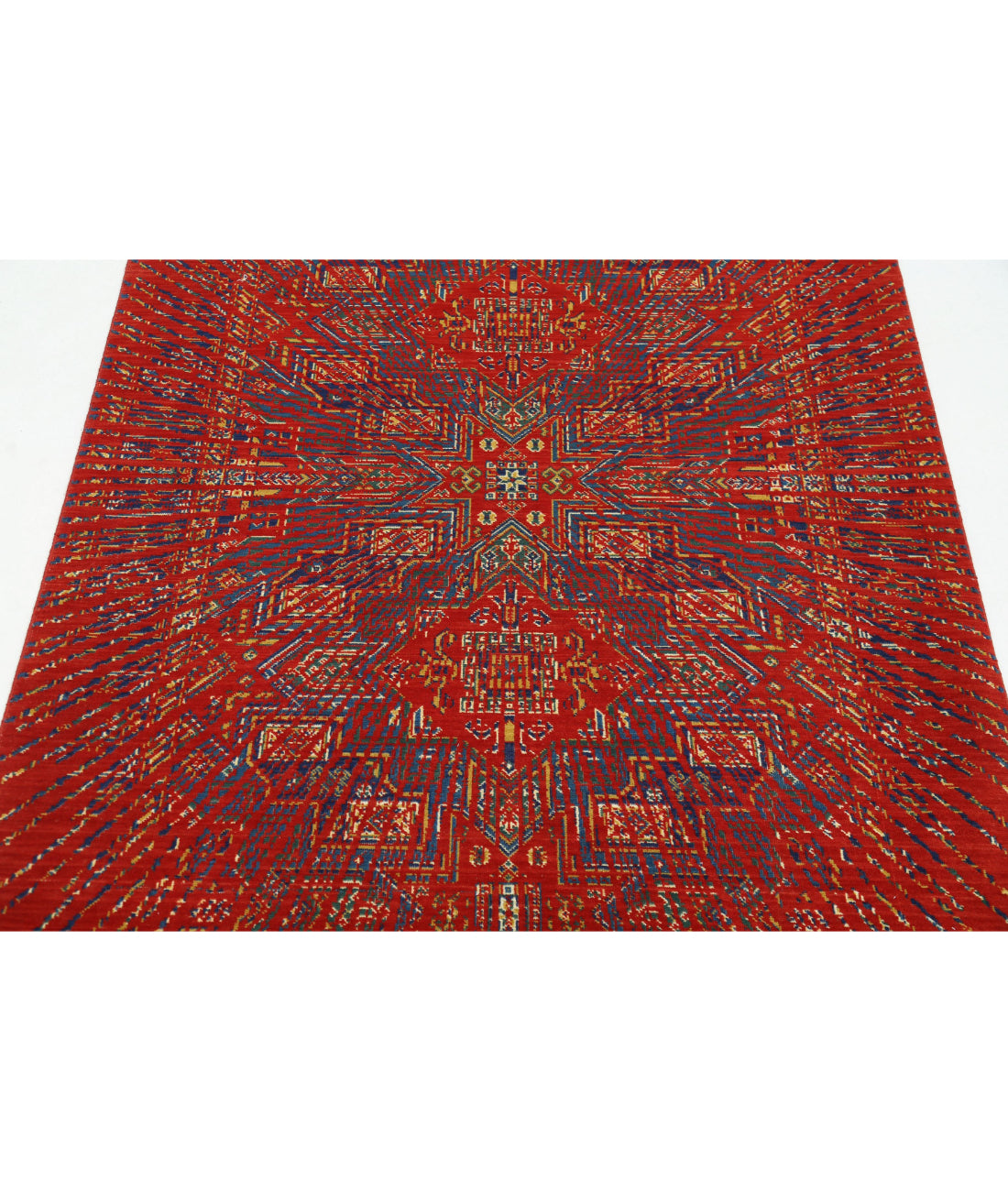 Gulshan Wool & Bamboo Silk Rug - 4'0'' x 5'9'' 4'0'' x 5'9'' (120 X 173) / Red / Blue