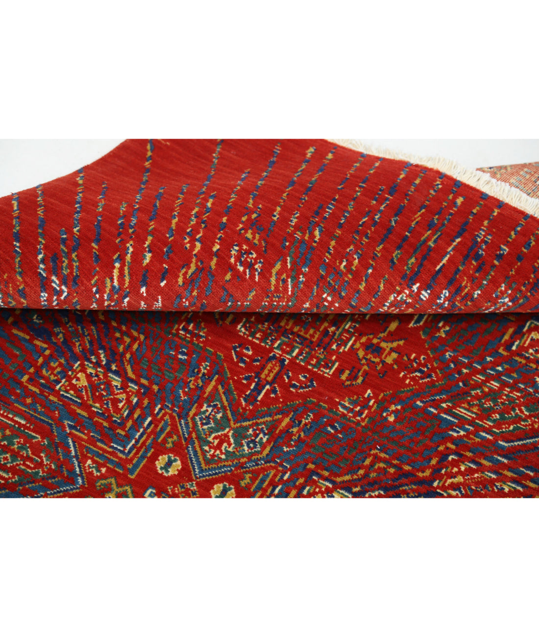 Gulshan Wool & Bamboo Silk Rug - 4'0'' x 5'9'' 4'0'' x 5'9'' (120 X 173) / Red / Blue