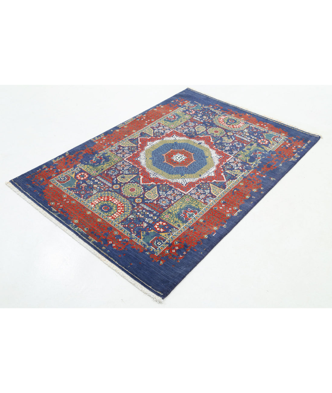 Gulshan Wool & Bamboo Silk Rug - 4'0'' x 5'9'' 4'0'' x 5'9'' (120 X 173) / Blue / Blue