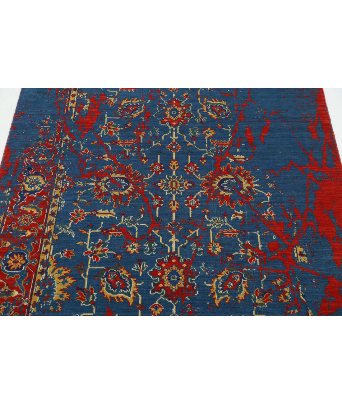 Gulshan Wool & Bamboo Silk Rug - 4'0'' x 5'9'' 4'0'' x 5'9'' (120 X 173) / Blue / Red