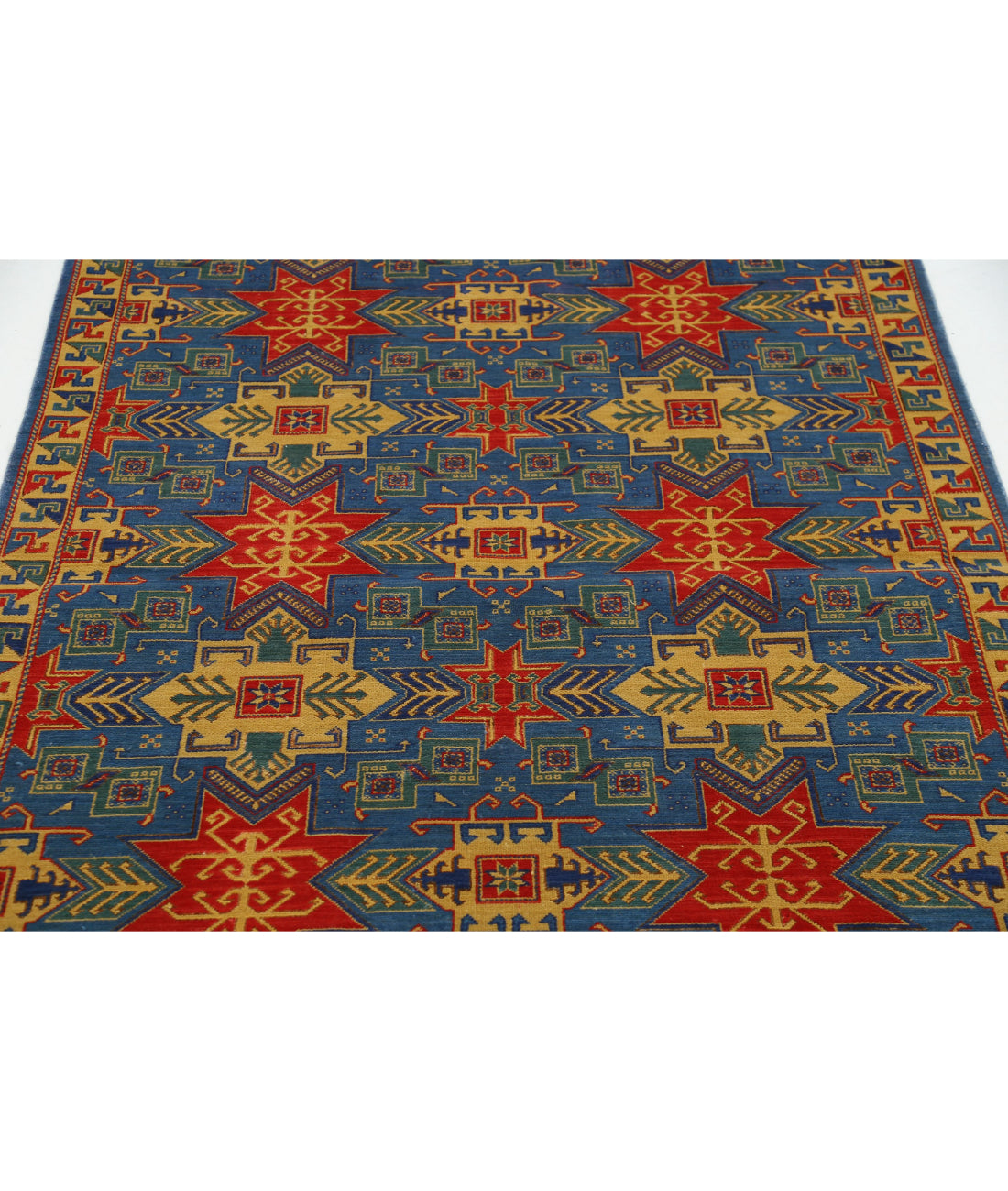 Gulshan Wool & Bamboo Silk Rug - 4'0'' x 5'9'' 4'0'' x 5'9'' (120 X 173) / Blue / Gold